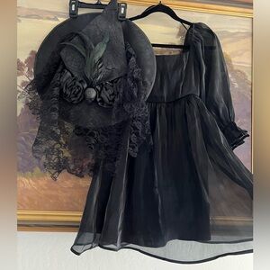 THIRTY/THIRTY Elegant MINI Black Dress with Witches Hat Size XS